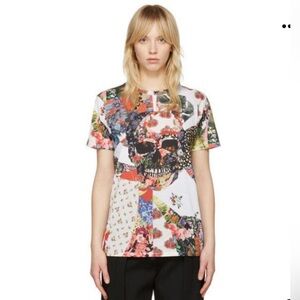 Alexander McQueen Floral Patchwork Skull Print T-shirt